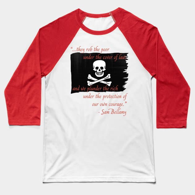 Sam Bellamy Flag Baseball T-Shirt by Pr0metheus